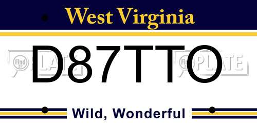 D87TTO West Virginia License Plate
