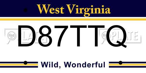 D87TTQ West Virginia License Plate