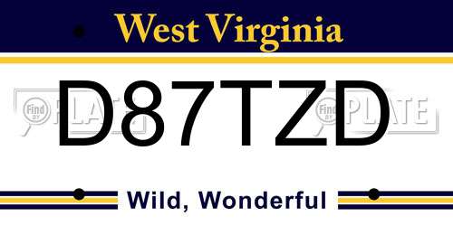 D87TZD West Virginia License Plate