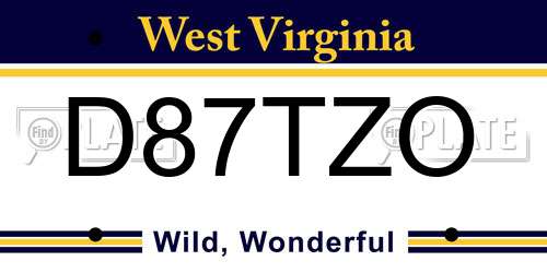 D87TZO West Virginia License Plate