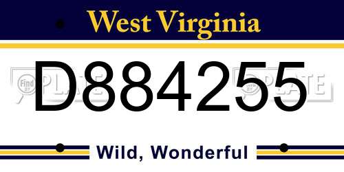 D884255 West Virginia License Plate