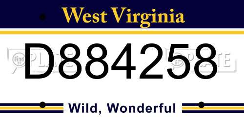 D884258 West Virginia License Plate