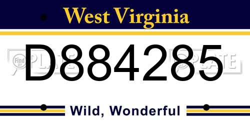 D884285 West Virginia License Plate