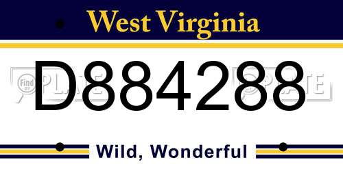 D884288 West Virginia License Plate