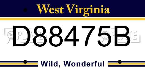 D88475B West Virginia License Plate