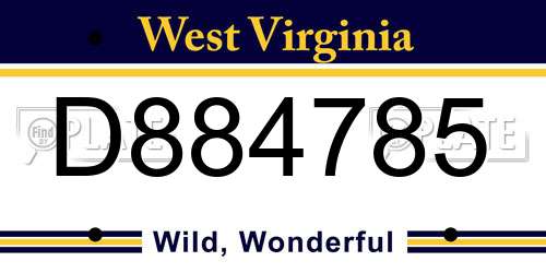 D884785 West Virginia License Plate