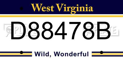 D88478B West Virginia License Plate