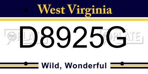 D8925G West Virginia License Plate
