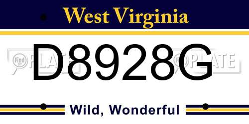 D8928G West Virginia License Plate