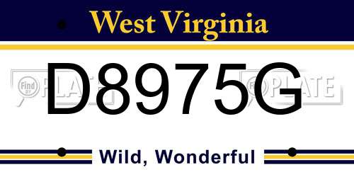 D8975G West Virginia License Plate