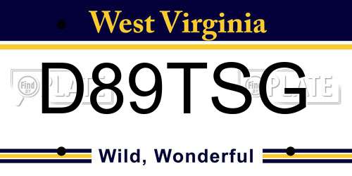 D89TSG West Virginia License Plate