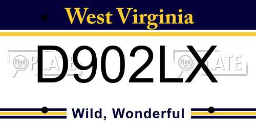 D902LX West Virginia License Plate