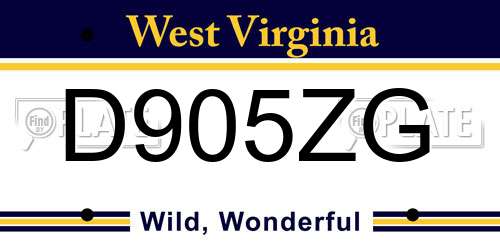 D905ZG West Virginia License Plate