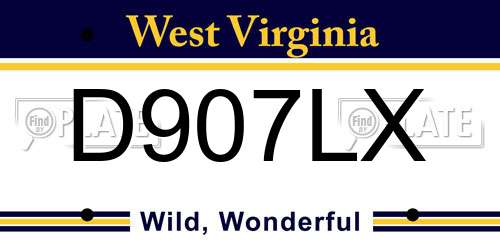 D907LX West Virginia License Plate