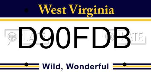 D90FDB West Virginia License Plate