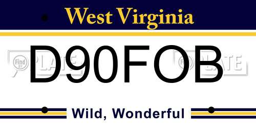 D90FOB West Virginia License Plate