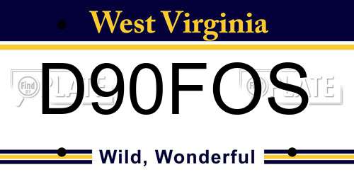 D90FOS West Virginia License Plate