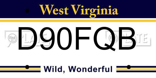 D90FQB West Virginia License Plate