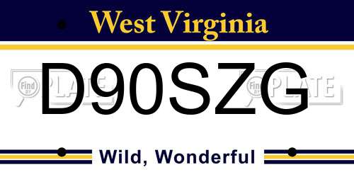 D90SZG West Virginia License Plate