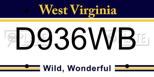 D936WB West Virginia License Plate