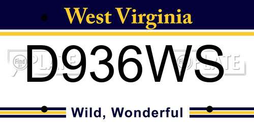 D936WS West Virginia License Plate