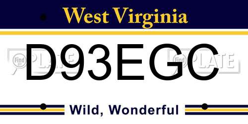 D93EGC West Virginia License Plate