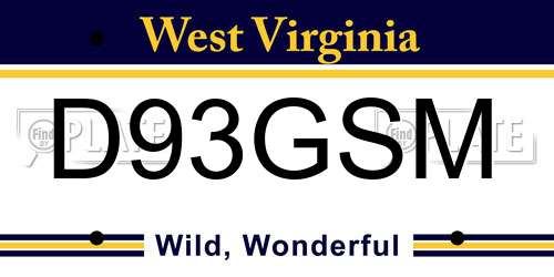 D93GSM West Virginia License Plate