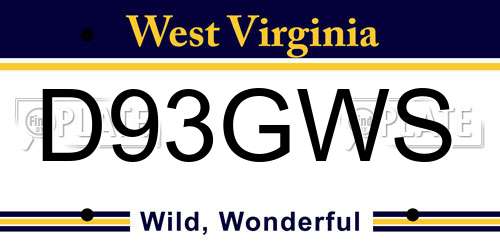 D93GWS West Virginia License Plate
