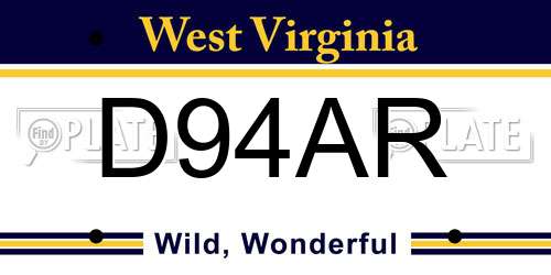 D94AR West Virginia License Plate