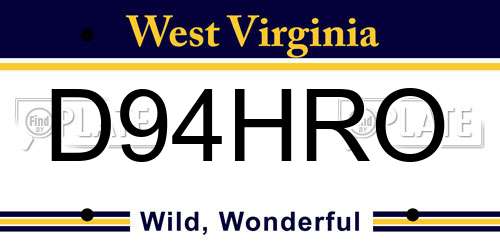D94HRO West Virginia License Plate