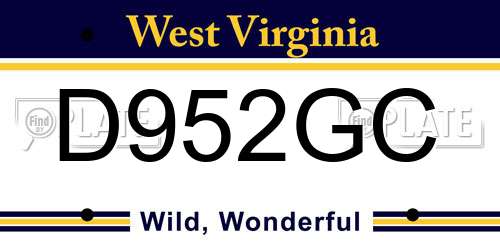 D952GC West Virginia License Plate