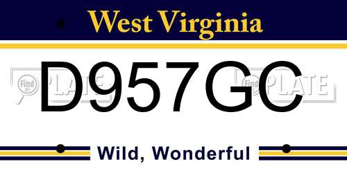 D957GC West Virginia License Plate