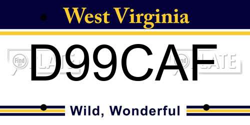 D99CAF West Virginia License Plate