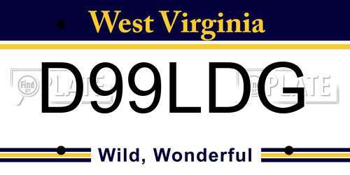 D99LDG West Virginia License Plate