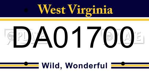 DA01700 West Virginia License Plate