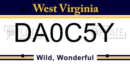DA0C5Y West Virginia License Plate