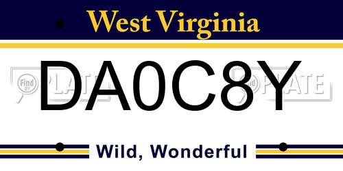 DA0C8Y West Virginia License Plate