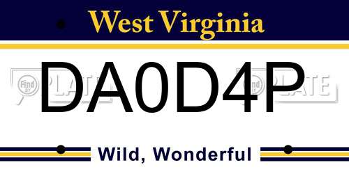 DA0D4P West Virginia License Plate