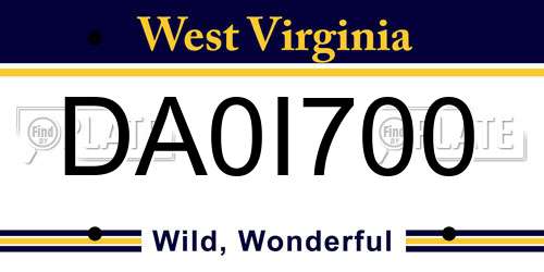DA0I700 West Virginia License Plate