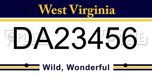 DA23456 West Virginia License Plate