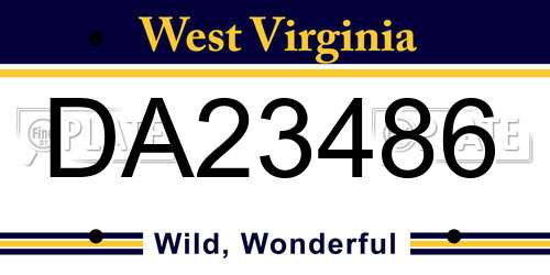 DA23486 West Virginia License Plate