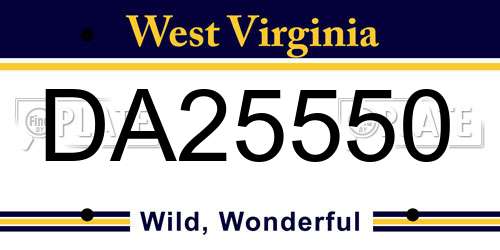 DA25550 West Virginia License Plate