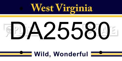 DA25580 West Virginia License Plate