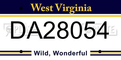 DA28054 West Virginia License Plate