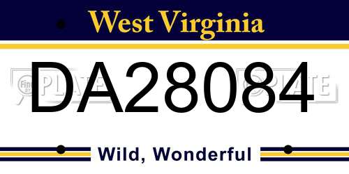 DA28084 West Virginia License Plate