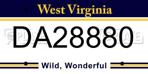 DA28880 West Virginia License Plate