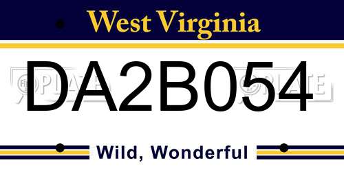 DA2B054 West Virginia License Plate