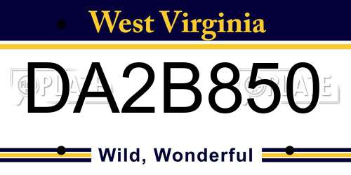DA2B850 West Virginia License Plate
