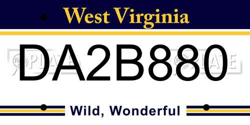 DA2B880 West Virginia License Plate