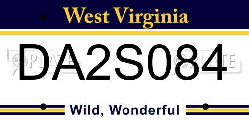 DA2S084 West Virginia License Plate